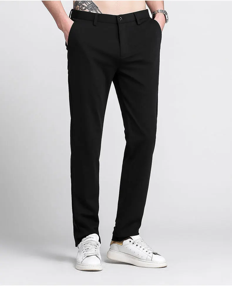 Wholesale Summer Book-Business Casual Pants Men's Knitted Elasticity Men's Trousers Going to Work Workwear Medium Waist Slim Fit