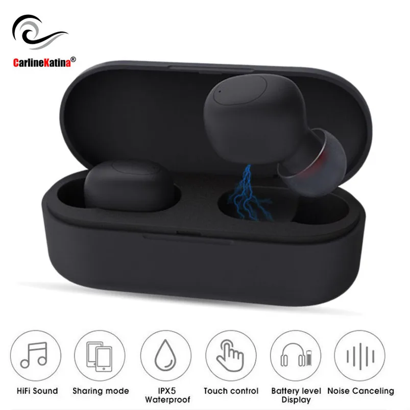 

Bluetooth Earphones True Wireless Headphones 5.0 TWS in-Ear Earbuds IPX5 Waterproof Stereo Sound Sport Mini Headset Charge Case