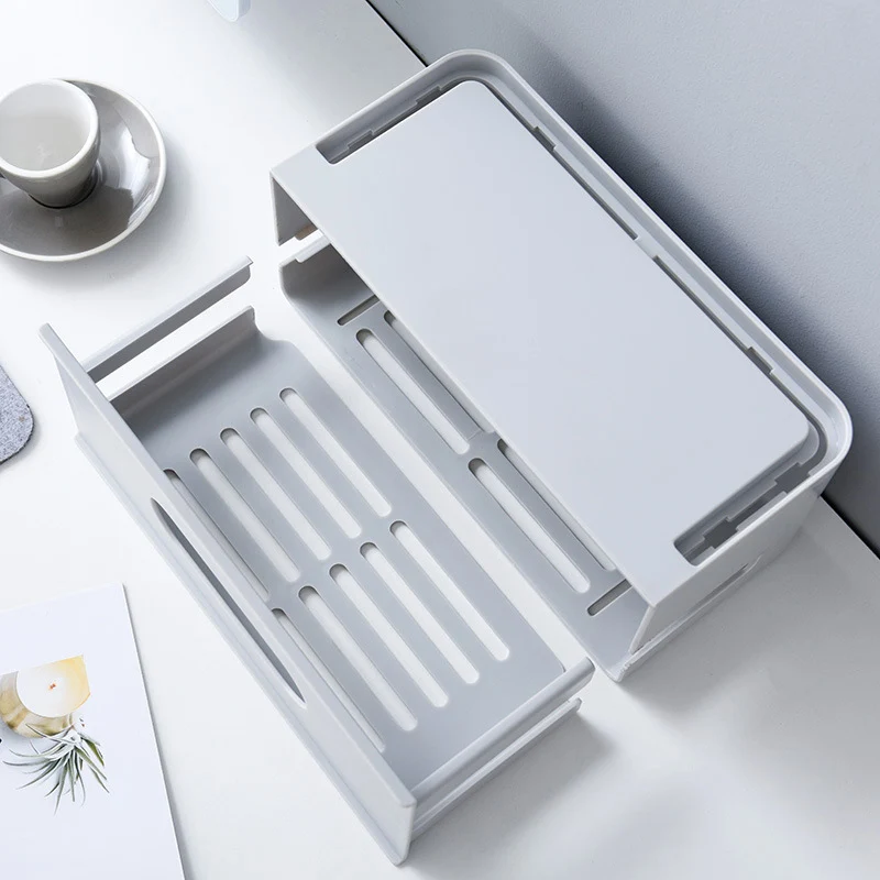 Desktop Drawer Power Cable Storage Box Plastic Storage Organizer for Patch Panel Charger Office Organizer Heat Dissipation Case