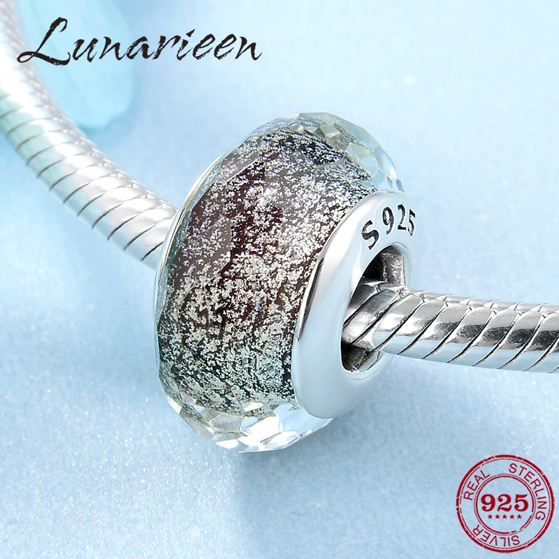 Fit Pandora очаровательные серебряные оригинальные бусины для браслетов 925 пробы серебряные очаровательные коричневые бусины из муранского стекла для женщин Изготовление ювелирных изделий