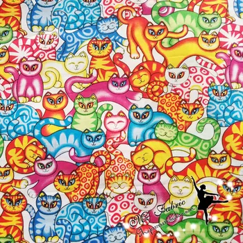 

50*140cm Cat Pure Cotton Poplin farbic Clothing Handmade Cotton Twill Quilting Fabric High Quality Breathable Cotton Sewing