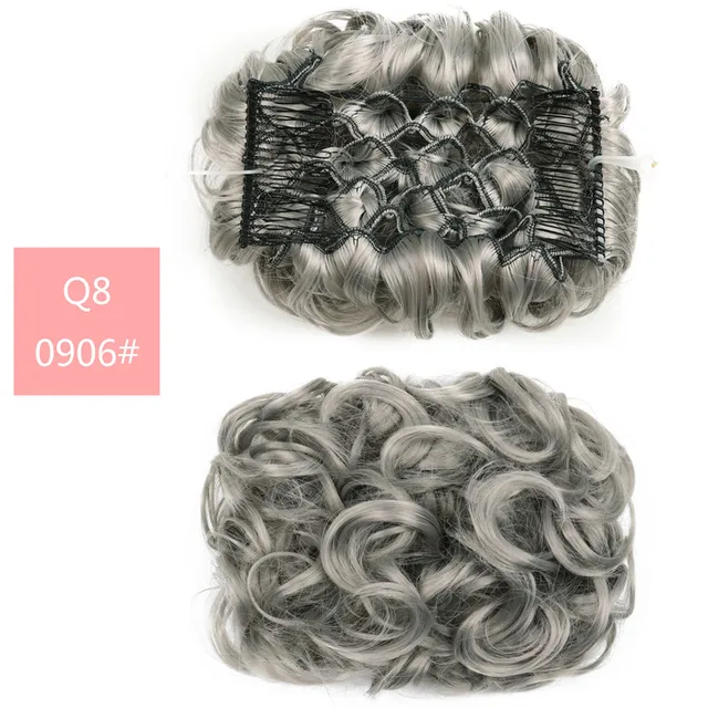 Synthetic Curly Elastic Band Chignon Plastic Comb Clips in Hair Extension Hair Bun Updo Cover Hairpieces Hair Accessories Q8 0906