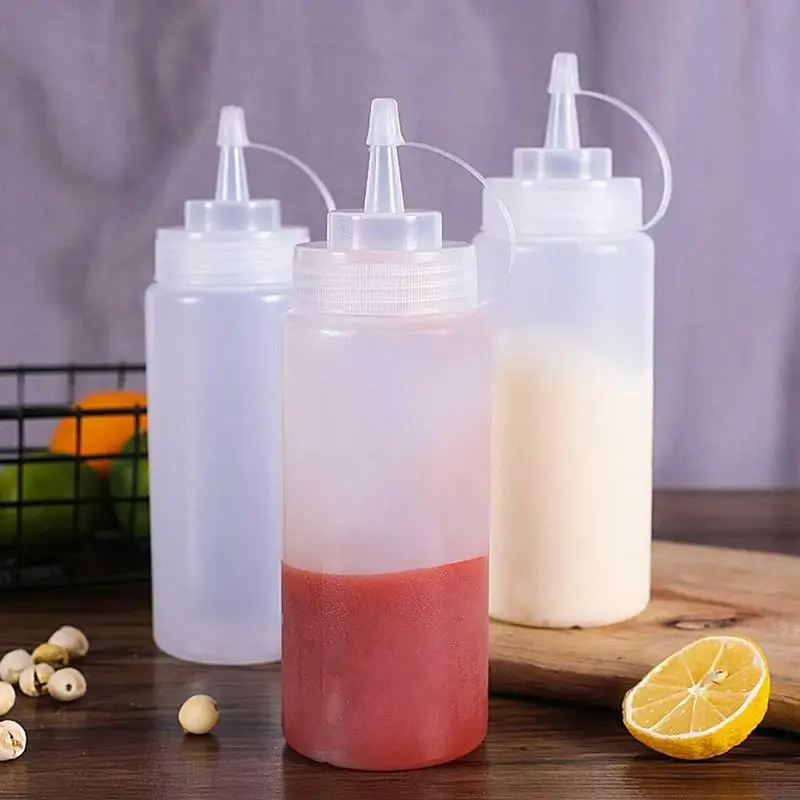 1pc 240ml Plastic Sauce Bottle Squeeze Pot Squeeze Pot Chocolate Sauce Bottle Jam Tomato Salad Bottle Squeeze Bottle