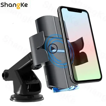 

10W Qi Car Wireless Charger for iPhone 11 X XR 8 Samsung S20 S10 Xiaomi Mi Induction Voice Prompt with Car Phone Stand Charging