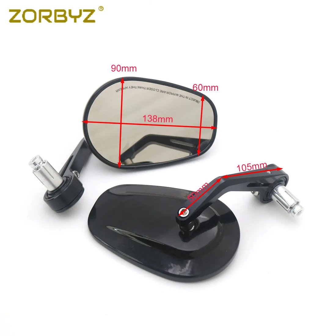 ZORBYZ 22 мм 7/" Черная Овальная ручка БАР КОНЕЦ ЗАДНЕГО вида боковое зеркало Подходит для Honda Susuki Yamaha кафе гонщик