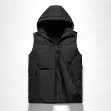 Обычный белый утиный пух мужской черный зимний пуховый жилет