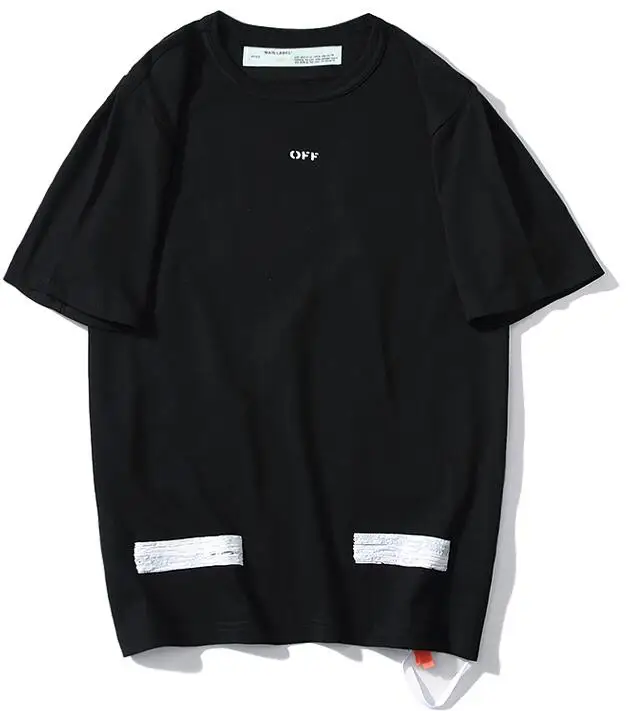 19SS Off-White OW, мужские и женские модели для влюбленных, базовая хлопковая модная футболка с круглым вырезом и короткими рукавами - Цвет: Черный