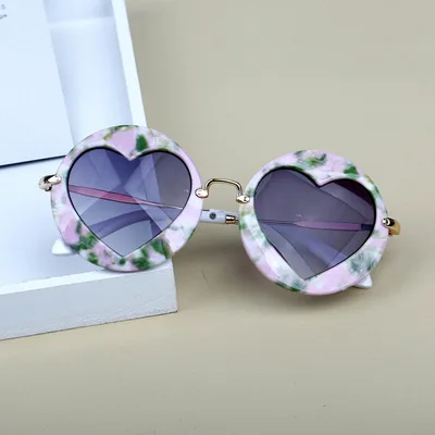 Дети Любовь в форме сердца солнцезащитные очки розовые очки круглое зеркало для детей - Цвет линз: A4
