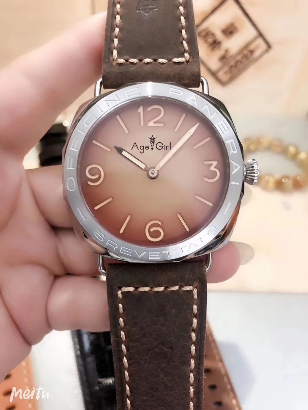 

Luxury Brand Men Automatic Mechanical Sapphire Stainless Steel Pink Luminous 1950 Sport Watch Cow Leather Limited Glass Back