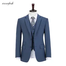 Шерстяной синий клетчатый твидовый мужской костюм на заказ Ретро мужской свадебный Блейзер костюм 3 шт