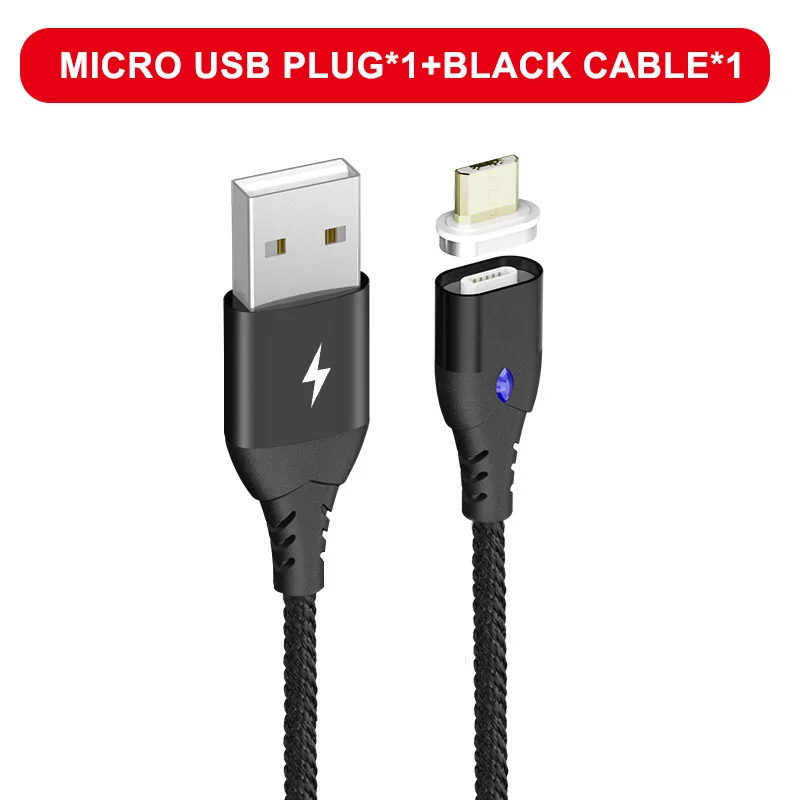 1 м 2 м Магнитный кабель Micro usb type C Быстрая зарядка Micro usb type-C Магнитный зарядный провод usb c для iphone X Xr Xs 11 USB кабель - Цвет: Black Micro Cable