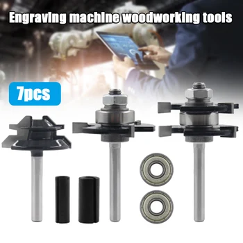 

New 7pcs Router Bit Set 1/4-Inch Shank Router Bits Woodworking Wood Cutter Wood Carbide Grooves Tongue Milling Tool Hogard