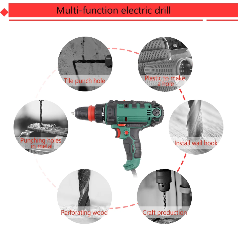 Black & Decker Hammer Drill 710w 13mm S/key + Tool Box + 40 Accessories -  Electric Drill - AliExpress