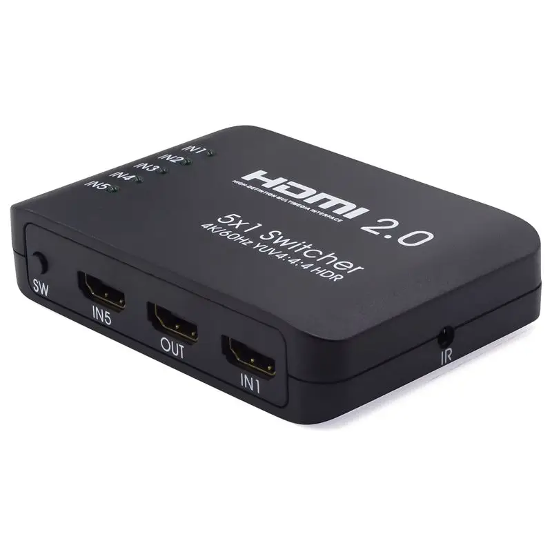 

5x1 5-Port 4K 60Hz UHD HDMI 2.0 Switch Switcher Selector Remote HDCP 2.2 HDR，for PS4 Pro, UHD TV, /360, TV