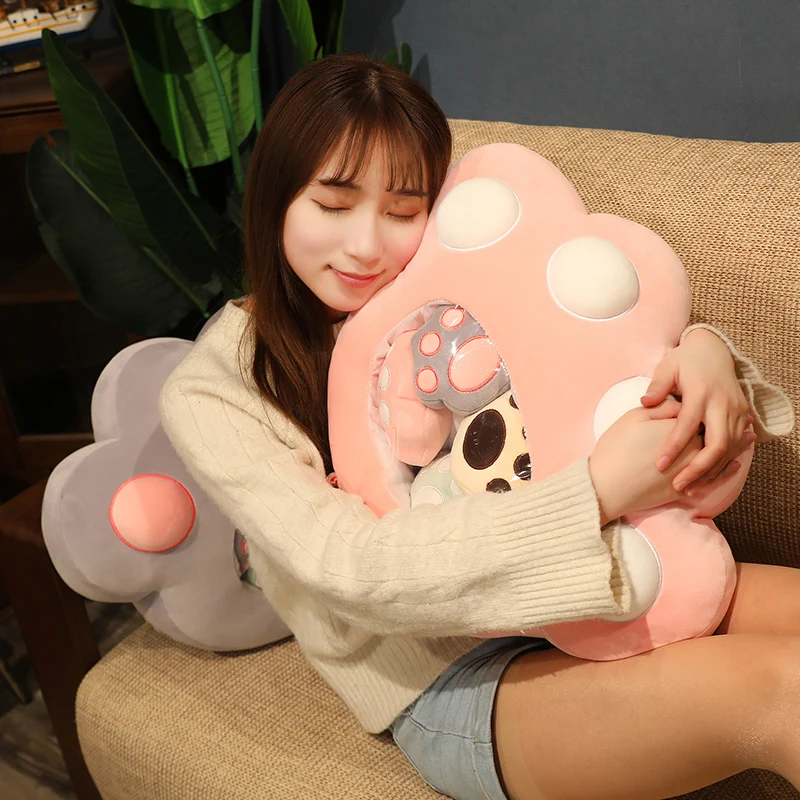 Cat Paw Plush Toys With 5 Small Paws Cute Pocket Pillow Sofa Cushion Stuffed Soft Cat Dolls Children Gift Just6F