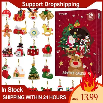 

in stock Toyvian Advent Calendar with 24PCS Hanging Ornaments Christmas Countdown Calendar Party Favors for Xmas Holiday Decor