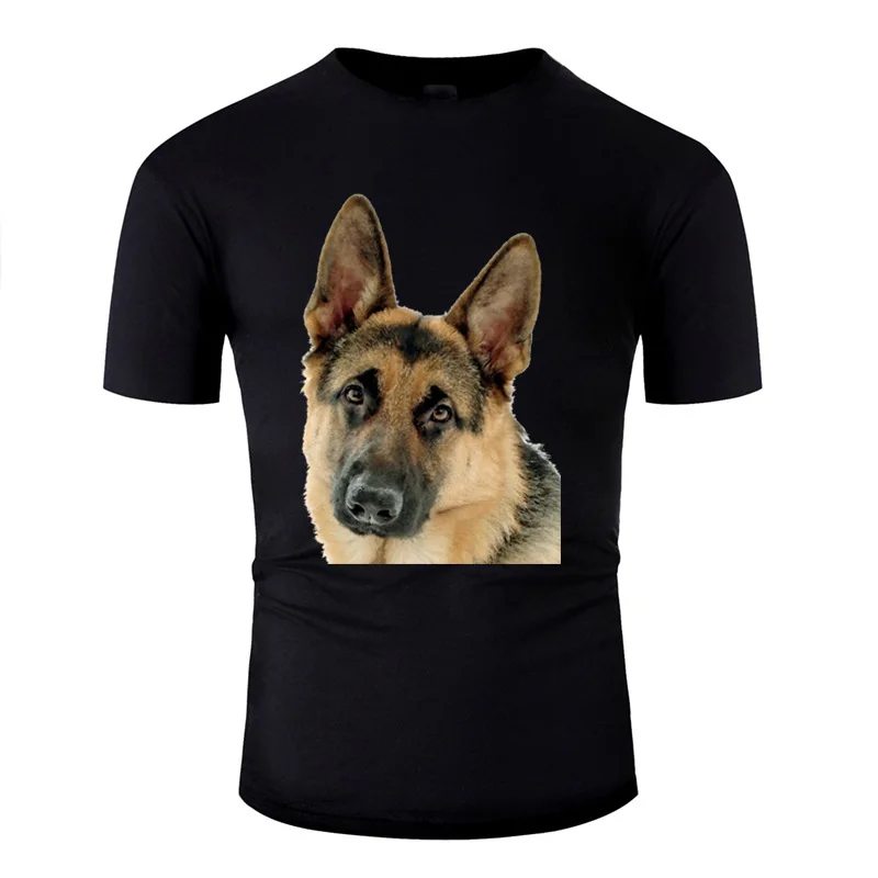 Футболка с принтом комиксов немецкой овчарки из 100% хлопка круглым вырезом