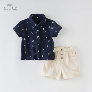

DB13377 dave bella summer baby boys fashion clothing sets casual short sleeve navy suits children clothes