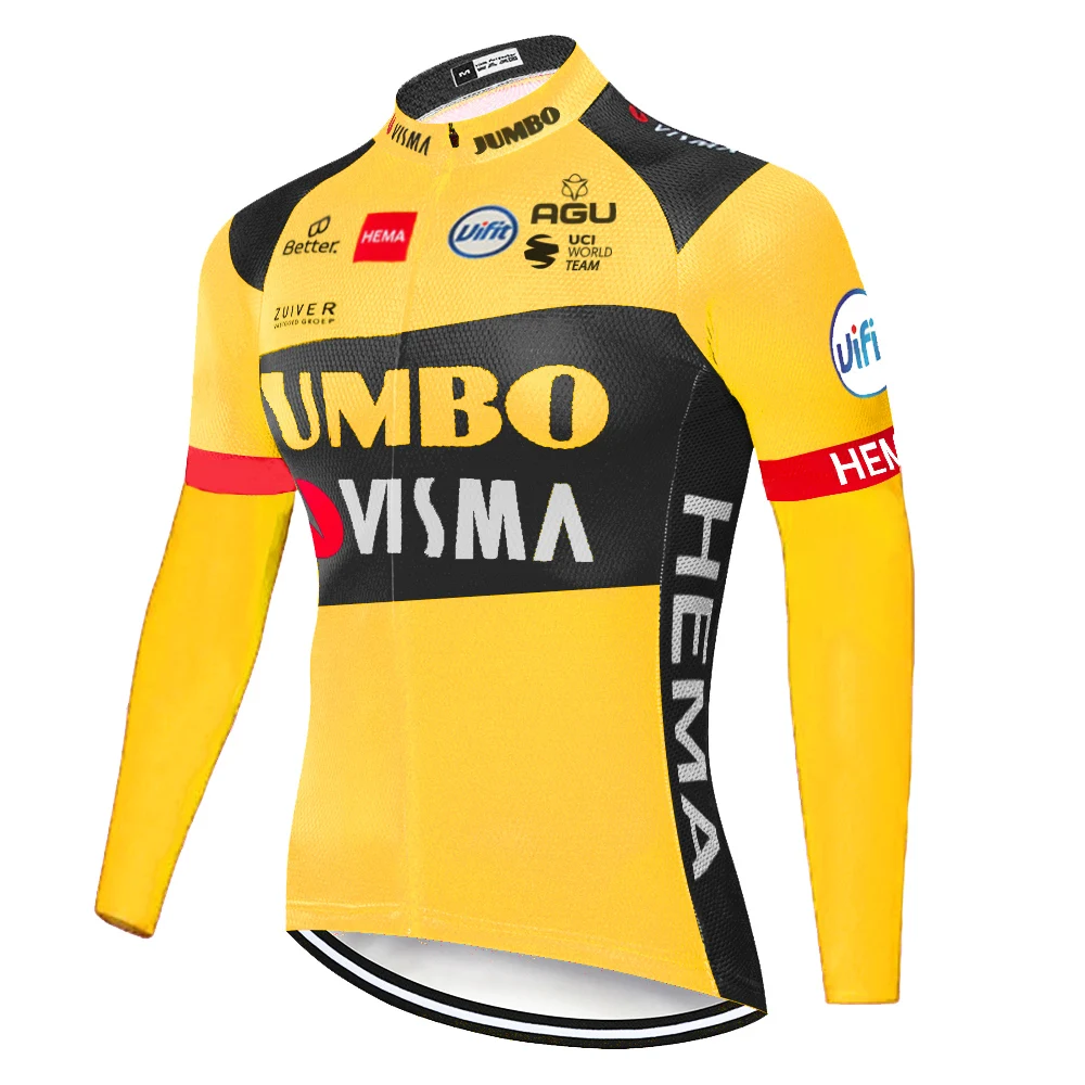 2021 Чемпион pro team JUMBO VISMA велосипедная Форма Длинные рукава Лето весна camisa de ciclismo
