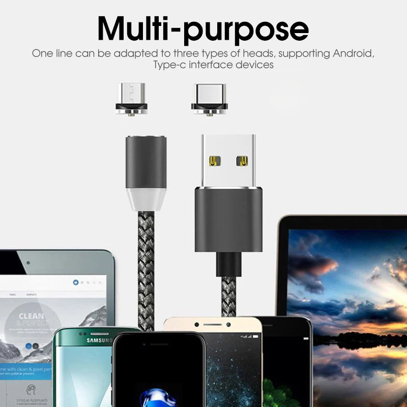 

1M 2M Magnetic Cable Micro USB Type C Fast Charging Microusb Type-C Magnet Charger Wire USB C For Huawei P30 P20 Pro USB Cable