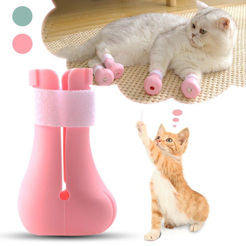 調節可能なシリコン猫の引っかき傷防止靴 4個 ペットブーツ 洗える靴 足の保護 グルーミング用品 Aliexpress Home Garden