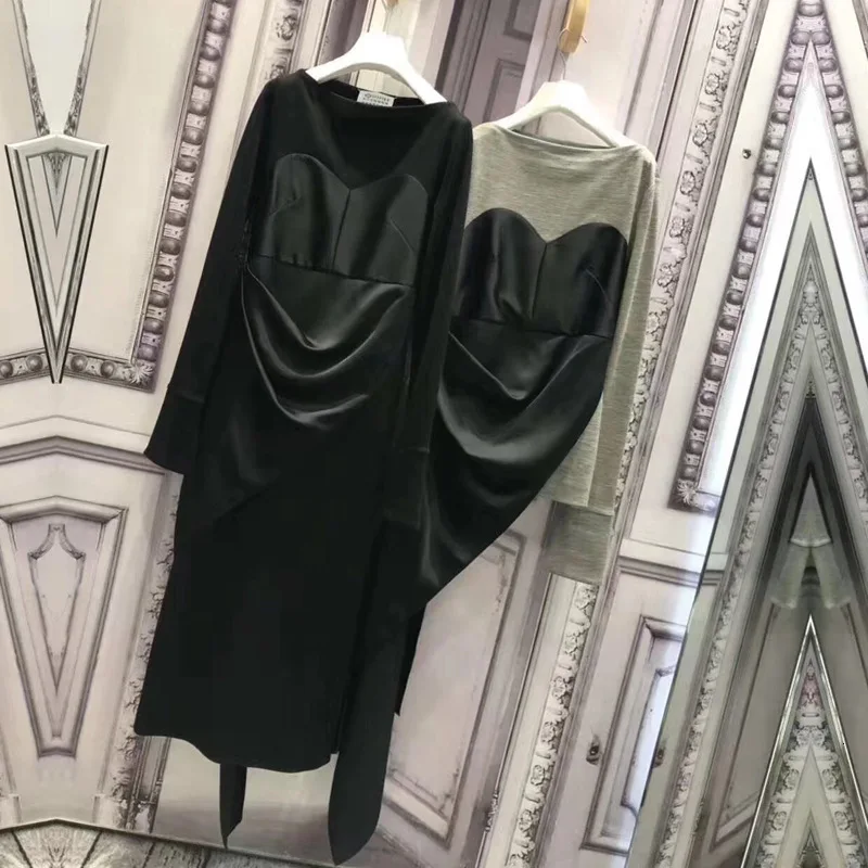 [LIVIVIO] Лоскутная Асимметричная юбка со шнуровкой, с длинным рукавом, Толстовка для женщин, толстовки, осенняя модная одежда, Новинка