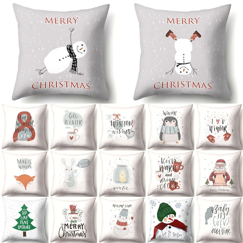 Санта Клаус снеговик рождественские Наволочка на подушку размером 45*45 см