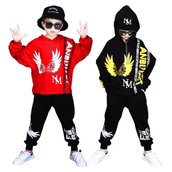 

Big Boys Dance Clothes Set Cotton 2pcs Boys Tracksuits Children's Hip-hop Suit Kids Dance Clothing Set For 10 12 14 16 18 Years