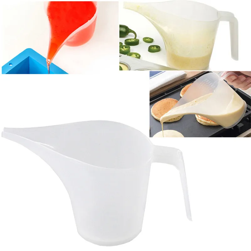 Baking tip measuring cup Tip Mouth Plastic Measuring Jug Cup Graduated Surface Cooking Kitchen Bakery #3N25 (4)