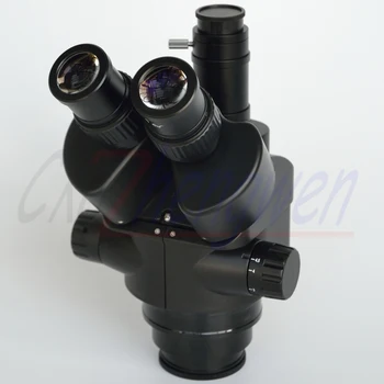 FYSCOPE NEW BLACK MICROSCOPE 7X-45X Simul-Focal Trinocular Zoom Stereo Microscope Head WF10X EYEPIECE