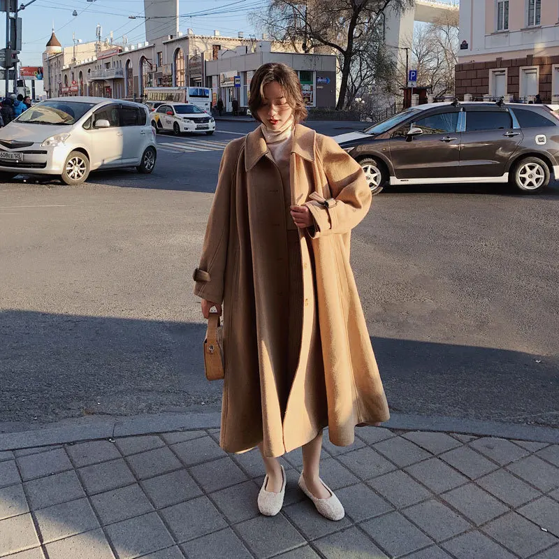 SuperAen, Европейская мода, шерстяное пальто для женщин, зима, новое, дикое, повседневное, Женское шерстяное пальто, однобортное, женская одежда