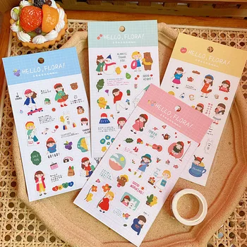 

Ins Korean lovely girl Snowman journal material sticker DIY scrapbooking cartoon creative garbage magazine decoration sticker