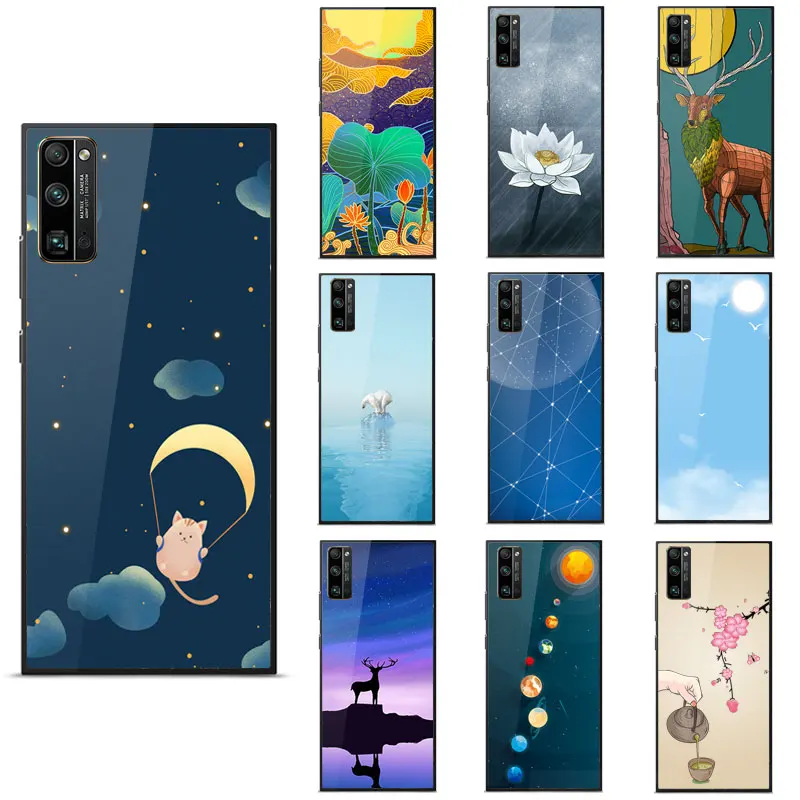 

Honor 30 Pro Case Fashion Smooth Mirror Pattern High Quality Tempered glass shockproof Back Cover For Honor 30 Pro Phone Cases
