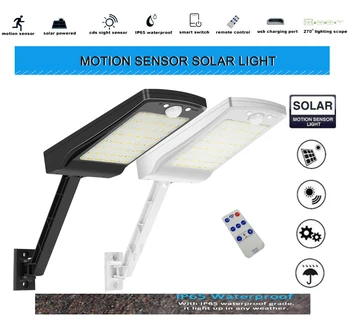 

solar powered outdoor lights Powerful remote control version solar PIR motion sensor IP65 solar wall street light waterproof