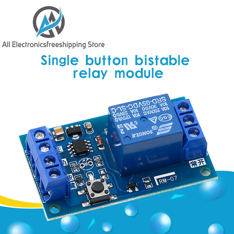

Bistable Relay Module 5V/12V Single Button Relay Module One Key Car Modification Start-Stop Self locking Car Modification Switch