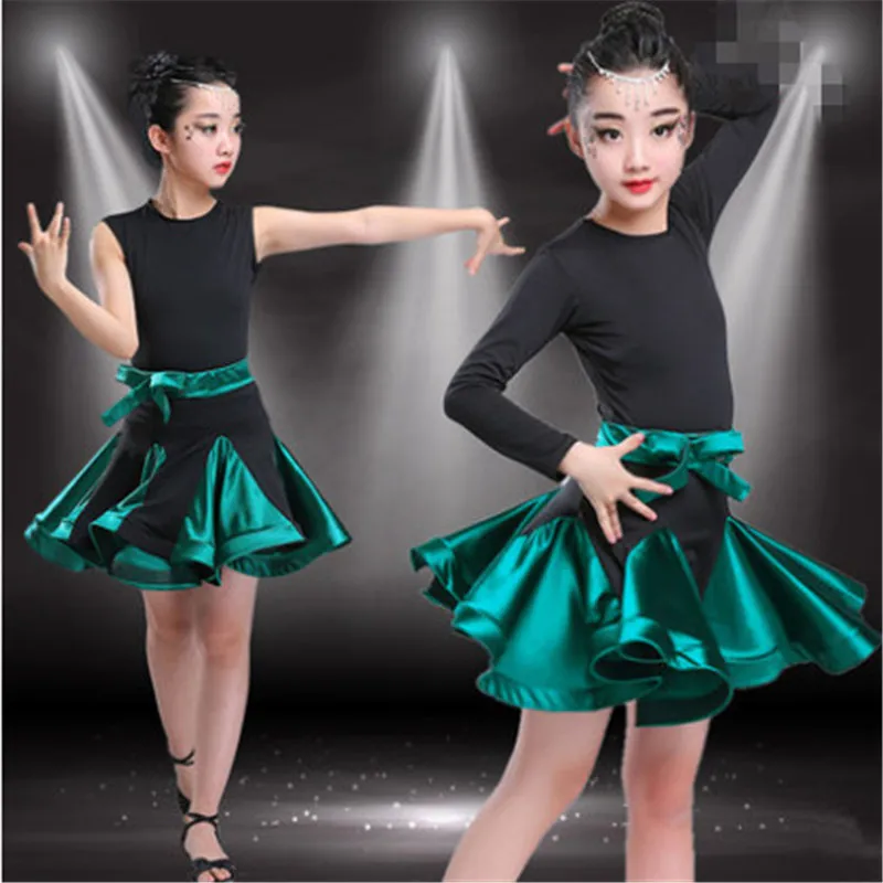 

Girl Latin Dance Dress For Girls Salsa tango skirt Ballroom Dancing Dress child Competition Dancewear Kids Dance Costume spandex