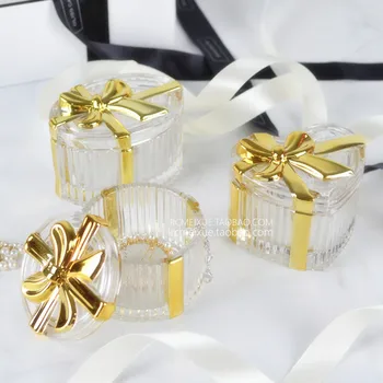

European-Style Bow Glass Jewelry Box Dressing Table Storage Box Necklace Ring Jewelry Storage Ornaments storage box
