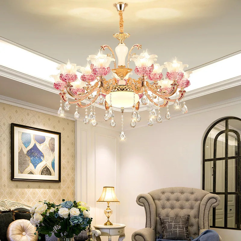 New European chandelier zinc alloy crystal living room lamp ceiling lamp 
