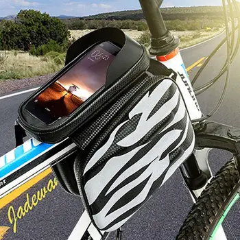 

Bicycle Bag Hot 2019 Black AT.01 Phone Holder Pouch Cycling Pannier Waterproof Frame Bike Front Top Tube PU Leather Riding Bag