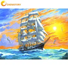 

CHENISTORY Sailboat On Ocean Landscape Painting By Numbers Kits For Adults Oil Paints DIY Framed Drawing Artcraft Home Decor