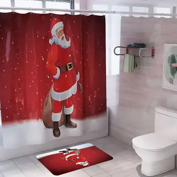 

PATIMATE Christmas Bathroom Curtain Toilet Seat Merry Christmas Decorations For Home 2019 Navidad Gift Happy New Year 2020 Decor
