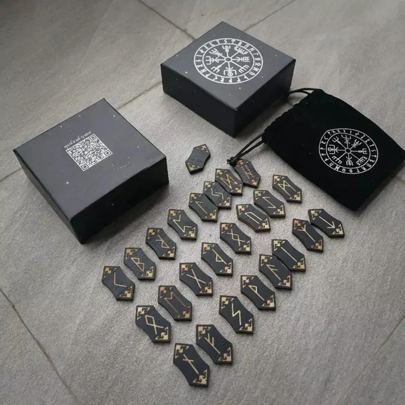 Rune Stones Card Set Nordic with Bag Props Home Toys Made from sturdy, zinc alloy wood material, lasting material