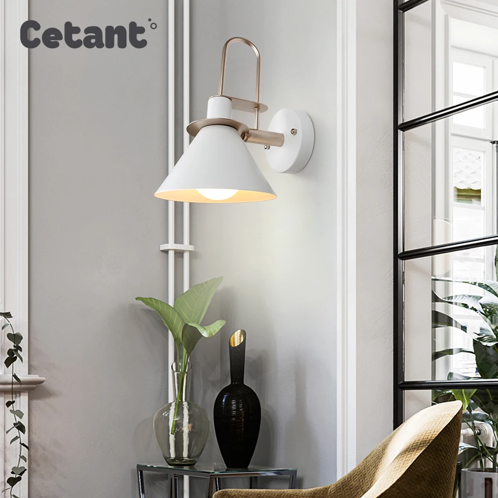 

Nordic Wall Lamp 17.5cm Iron lampshade firm safety thicken 12cm iron base simple Creative luminary E27 lamp holder free shipping