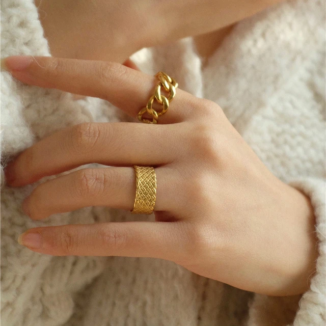 Rings Braided Stainless Steel Spacer Ring Gold / 9 Wholesale Jewelry Website 9 Gold Unisex