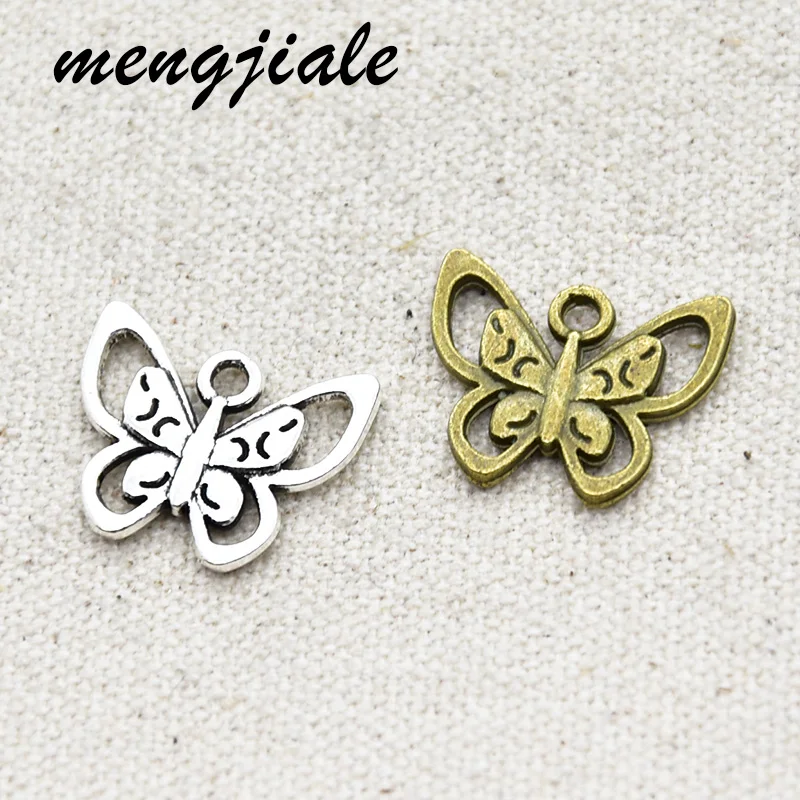 

12pcs Wholesale Two Color Butterfly Charms Zinc Alloy Metal Pendants For DIY Handmade Jewelry Accessories Making 21*17mm