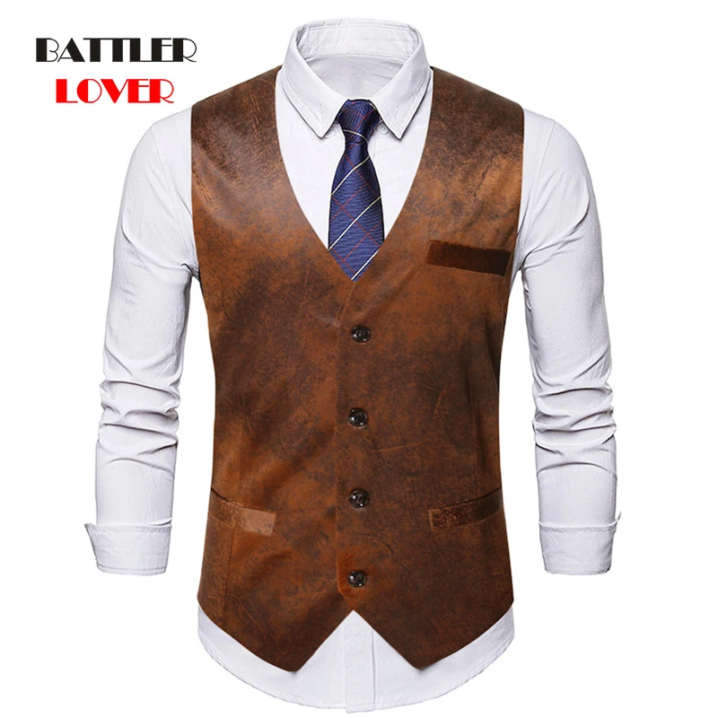 

Vintage Suit Vest Men's Victorian Steampunk Fashion Casual Vests for Male Waistcoat Gentleman Wedding Slim Fit Cool Man Gilet