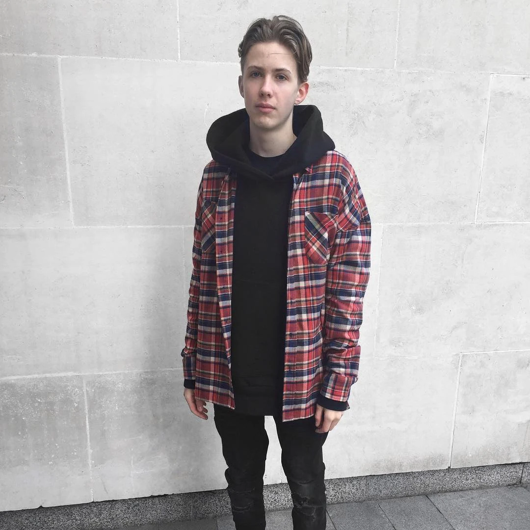 Мужская рубашка в шотландскую клетку черная/синяя/красная/желтая Модная стиле