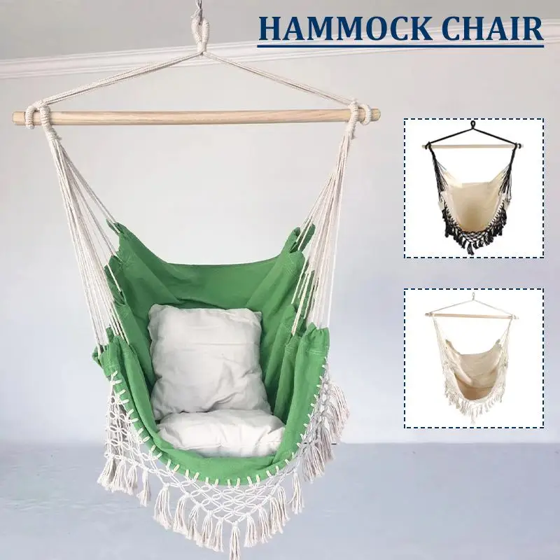 Outdoor Bohemia style Home Garden Hanging Hammock Chair Indoor Dormitory Balcony Swing Hanging Chair with Wooden Stand