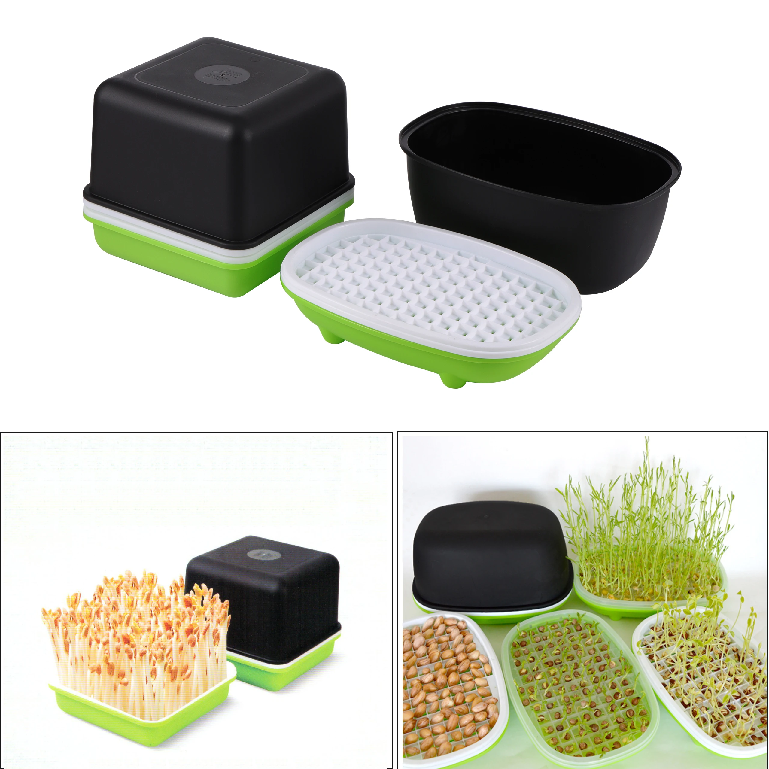 Home Garden Hydroponic Peanut Sprout Box Bean Pea Wheat Seedling Sprouter Tray Cat Grass Grow Germination Soilless Planting Pot seed starter tray seedling tray sprout growing kit