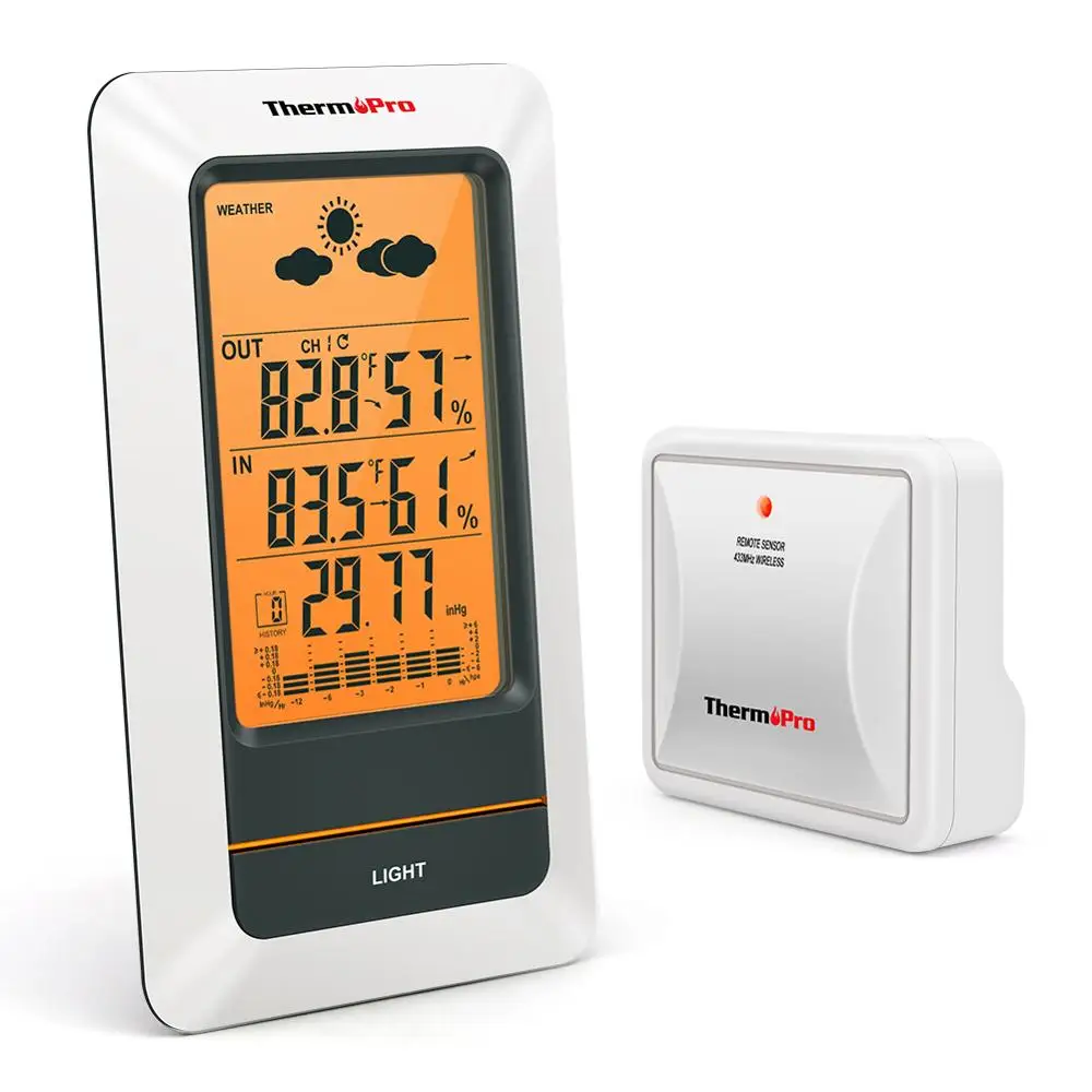 ThermoPro TP67A перезаряжаемый термометр для помещений и улицы, Беспроводная метеостанция, цифровой барометр, гигрометр, измеритель влажности